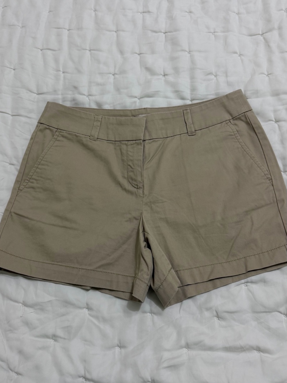 LOFT Taupe Cotton Blend Bermuda Shorts